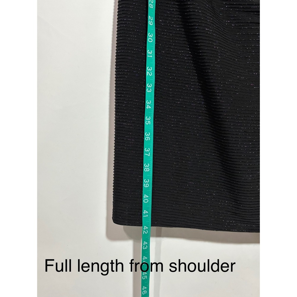 Lauren Ralph Lauren Dress Sz 16 Black Metallic Faux Wrap Ruched Sheath Shimmer - Picture 5 of 11